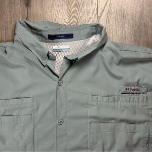 Columbia PFG Tamiami Shirt Mens 4XLT Gray Fishing Vented Short Sleeve Button Up